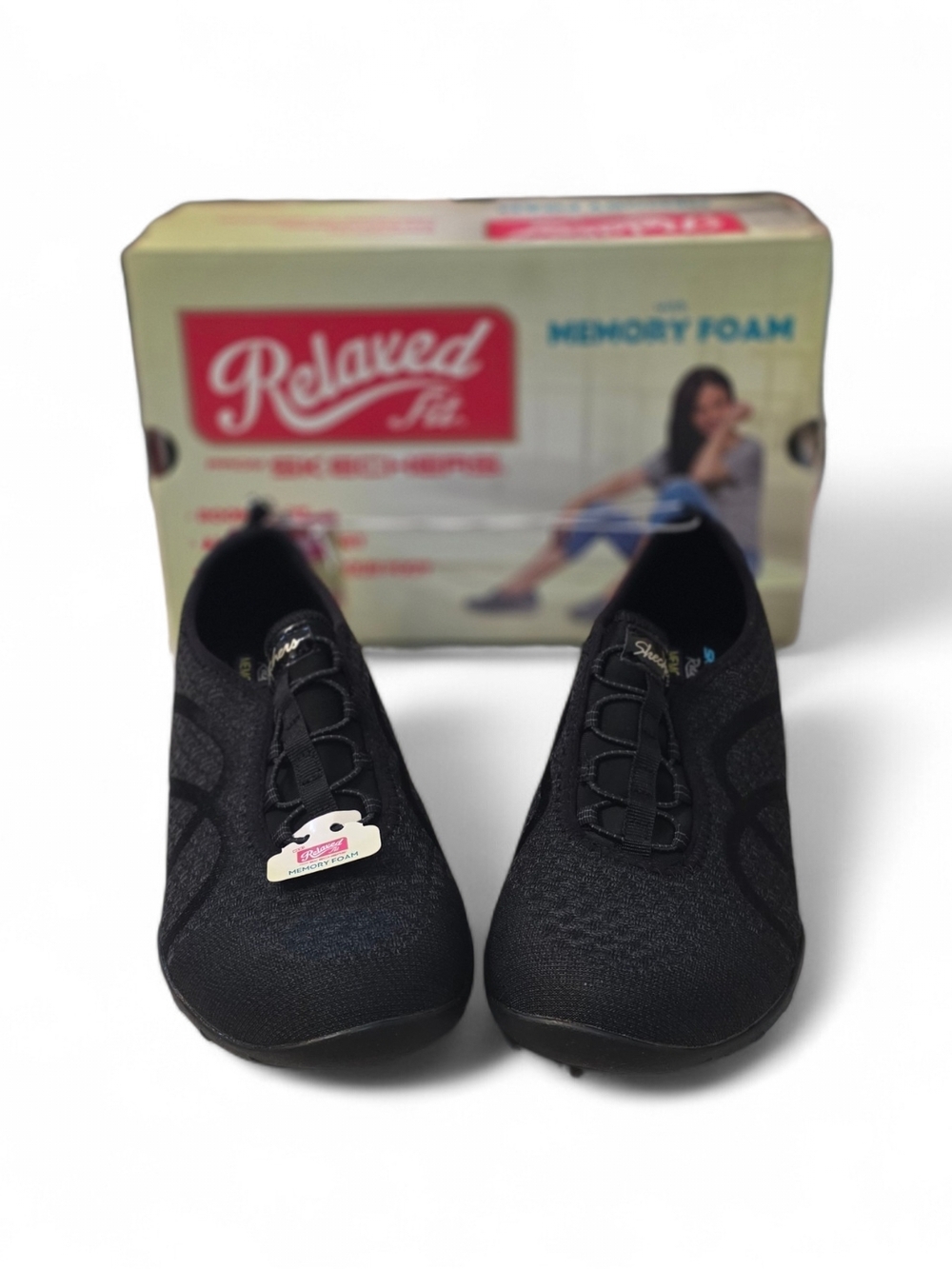 Women's Black Memory Foam Slip-On Shoes